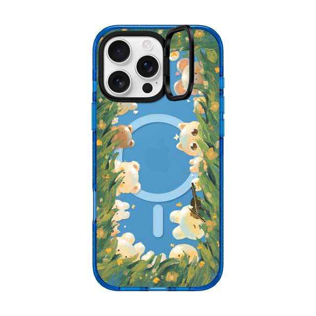HAPPYYU x CASETiFY iPhone 16 Pro Max ケース スカイブルー インパクトリングスタンドケース MagSafe対応 Hello Spring