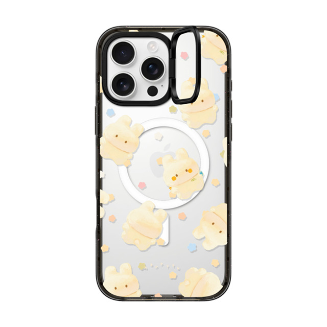 HAPPYYU x CASETiFY iPhone 16 Pro Max ケース ブラック インパクトリングスタンドケース MagSafe対応 Happy Bunny