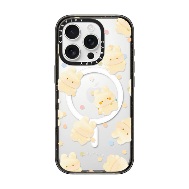 HAPPYYU x CASETiFY iPhone 16 Pro ケース ブラック インパクトケース MagSafe対応 Happy Bunny