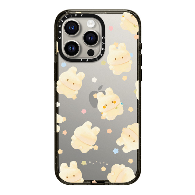 HAPPYYU x CASETiFY iPhone 15 Pro Max ケース ブラック インパクトケース Happy Bunny