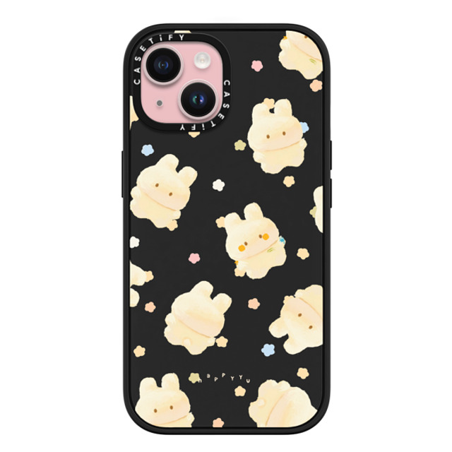 HAPPYYU x CASETiFY iPhone 15 ケース マットブラック インパクトケース MagSafe対応 Happy Bunny