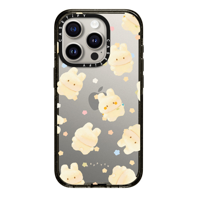 HAPPYYU x CASETiFY iPhone 15 Pro ケース ブラック インパクトケース Happy Bunny