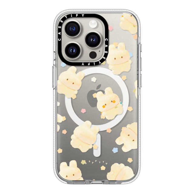 HAPPYYU x CASETiFY iPhone 15 Pro ケース クリア クリア ケース MagSafe対応 Happy Bunny