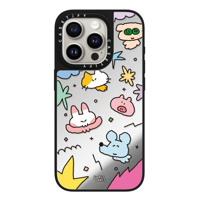 sukeydokey x CASETiFY iPhone 15 Pro Case Silver on Black ミラーケース MagSafe対応 Sukeydokey Mini Mates Phone Case sukeydokey x CASETiFY iPhone 15 Pro Case Silver on Black ミラーケース MagSafe対応 Sukeydokey Mini Mates Phone Case