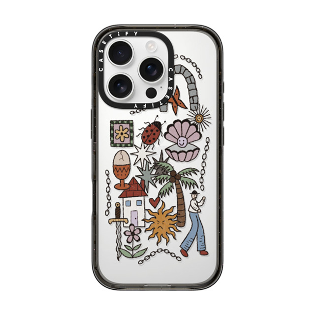 skumclub x CASETiFY iPhone 16 Pro ケース Floral,Surrealism ブラック インパクトケース stickers Back to School skumclub x CASETiFY iPhone 16 Pro ケース Floral,Surrealism ブラック インパクトケース stickers Back to School