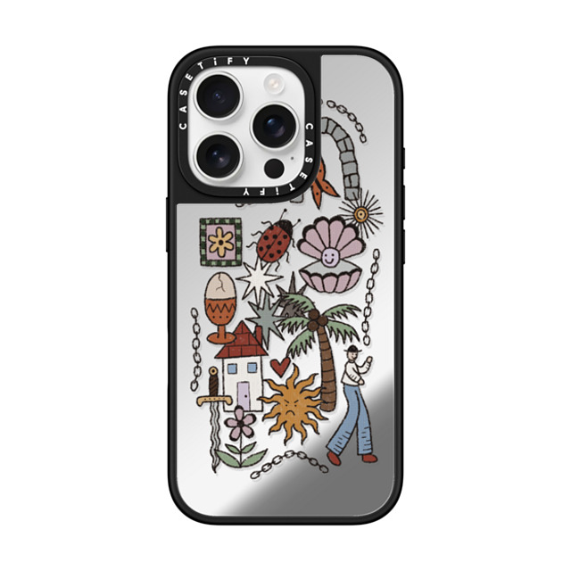 skumclub x CASETiFY iPhone 16 Pro ケース Floral,Surrealism Silver on Black ミラーケース MagSafe対応 stickers Back to School skumclub x CASETiFY iPhone 16 Pro ケース Floral,Surrealism Silver on Black ミラーケース MagSafe対応 stickers Back to School