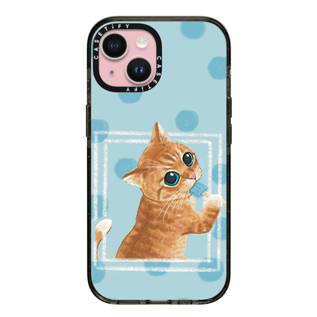OniTatu99 x CASETiFY iPhone 15 Case Black Impact Case Ice lolly cat OniTatu99 x CASETiFY iPhone 15 Case Black Impact Case Ice lolly cat