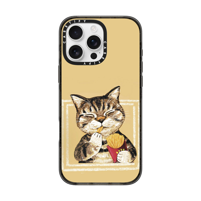 OniTatu99 x CASETiFY iPhone 16 Pro Max ケース Cat,Animal ブラック インパクトケース French fries cat Father's Day OniTatu99 x CASETiFY iPhone 16 Pro Max ケース Cat,Animal ブラック インパクトケース French fries cat Father's Day