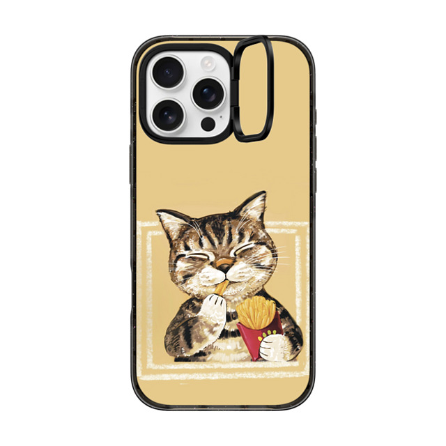 OniTatu99 x CASETiFY iPhone 16 Pro Max ケース Cat,Animal ブラック インパクトリングスタンドケース MagSafe対応 French fries cat Father's Day OniTatu99 x CASETiFY iPhone 16 Pro Max ケース Cat,Animal ブラック インパクトリングスタンドケース MagSafe対応 French fries cat Father's Day