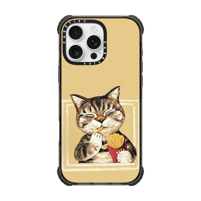OniTatu99 x CASETiFY iPhone 16 Pro Max ケース Cat,Animal ブラック ウルトラ インパクトケース MagSafe 対応 French fries cat Father's Day OniTatu99 x CASETiFY iPhone 16 Pro Max ケース Cat,Animal ブラック ウルトラ インパクトケース MagSafe 対応 French fries cat Father's Day