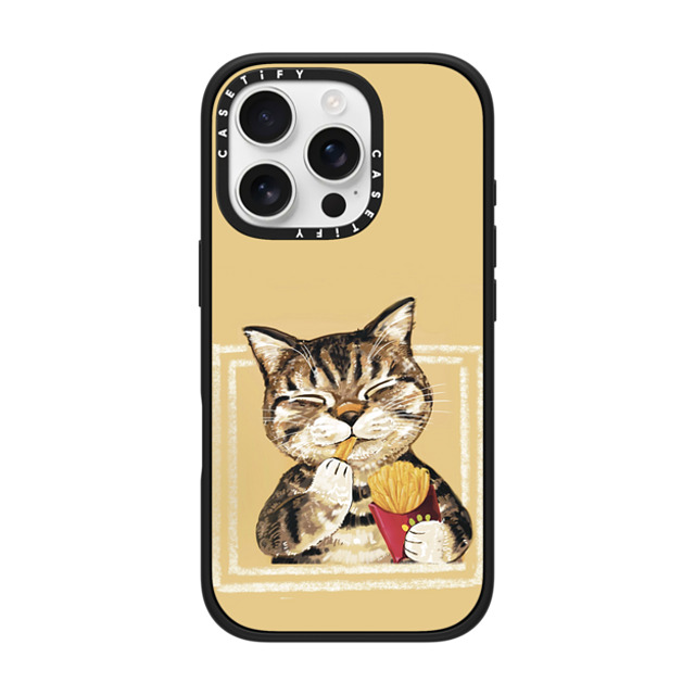 OniTatu99 x CASETiFY iPhone 16 Pro Case Cat,Animal マットブラック Impact Case MagSafe Compatible French fries cat Mother's Day OniTatu99 x CASETiFY iPhone 16 Pro Case Cat,Animal マットブラック Impact Case MagSafe Compatible French fries cat Mother's Day