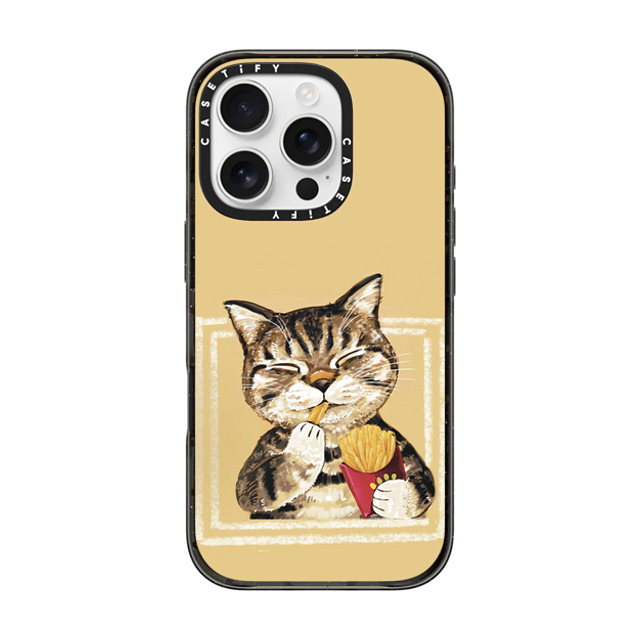 OniTatu99 x CASETiFY iPhone 16 Pro ケース Cat,Animal ブラック インパクトケース French fries cat Father's Day OniTatu99 x CASETiFY iPhone 16 Pro ケース Cat,Animal ブラック インパクトケース French fries cat Father's Day
