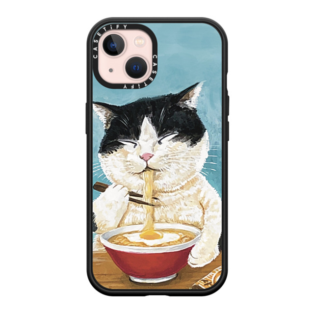 OniTatu99 x CASETiFY iPhone 13 ケース マットブラック インパクトケース MagSafe対応 Ramen cat