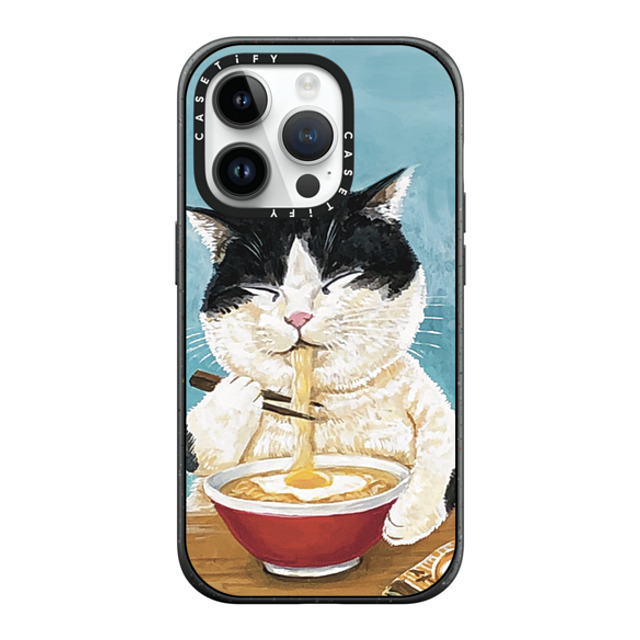 OniTatu99 x CASETiFY iPhone 14 Pro ケース マットブラック インパクトケース MagSafe対応 Ramen cat