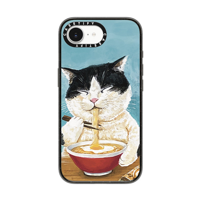 OniTatu99 x CASETiFY iPhone 16e ケース Cat,Animal ブラック インパクトケース MagSafe対応 Ramen cat Back to School OniTatu99 x CASETiFY iPhone 16e ケース Cat,Animal ブラック インパクトケース MagSafe対応 Ramen cat Back to School