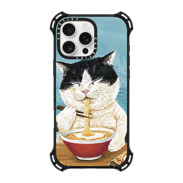 OniTatu99 x CASETiFY iPhone 16 Pro Max ケース ブラック バウンスケース Ramen cat