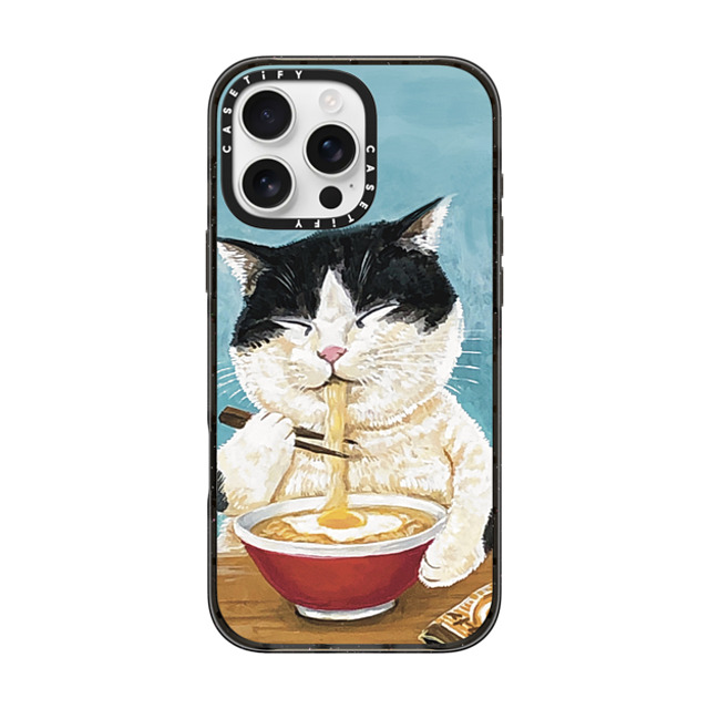 OniTatu99 x CASETiFY iPhone 16 Pro Max ケース ブラック インパクトケース Ramen cat