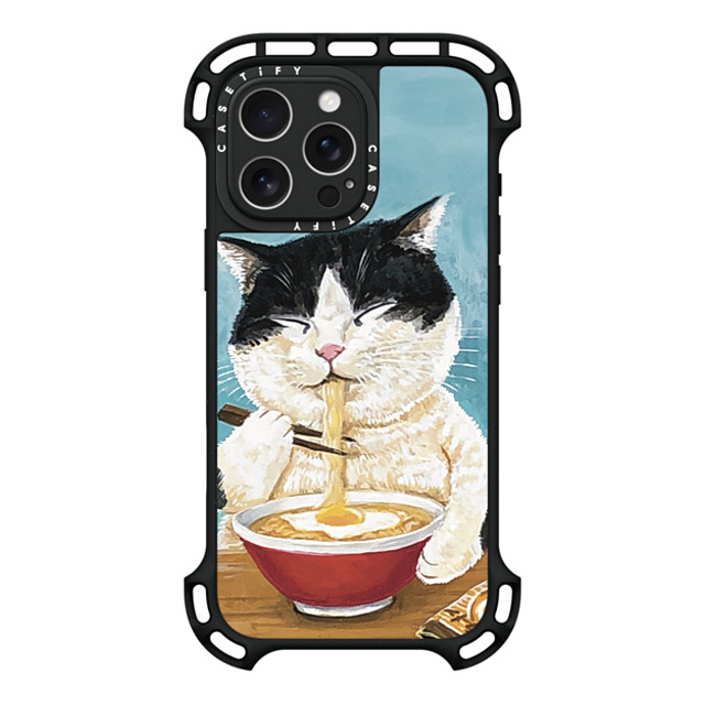 OniTatu99 x CASETiFY iPhone 16 Pro Max ケース ブラック ウルトラ バウンスケース MagSafe対応 Ramen cat