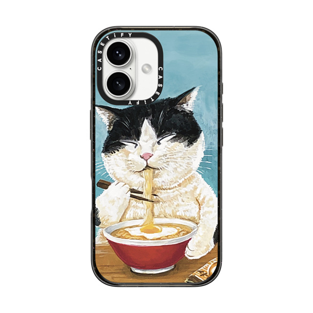 OniTatu99 x CASETiFY iPhone 16 ケース ブラック インパクトケース MagSafe対応 Ramen cat