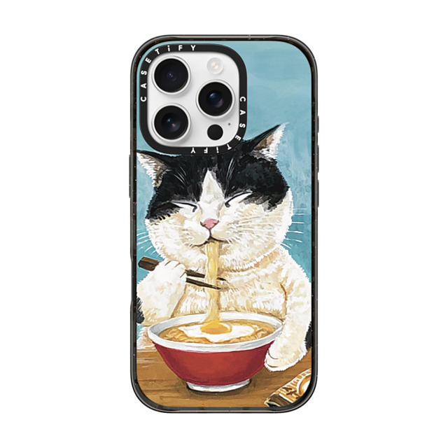 OniTatu99 x CASETiFY iPhone 16 Pro ケース ブラック インパクトケース MagSafe対応 Ramen cat