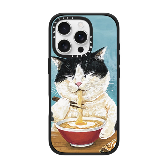 OniTatu99 x CASETiFY iPhone 16 Pro ケース マットブラック インパクトケース MagSafe対応 Ramen cat