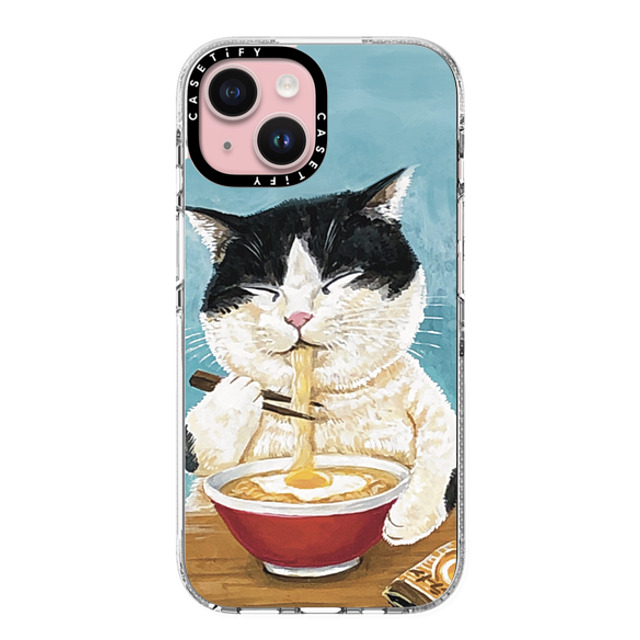 OniTatu99 x CASETiFY iPhone 15 ケース クリア クリア ケース MagSafe対応 Ramen cat