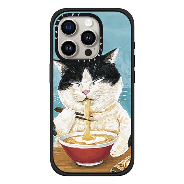 OniTatu99 x CASETiFY iPhone 15 Pro ケース マットブラック インパクトケース MagSafe対応 Ramen cat