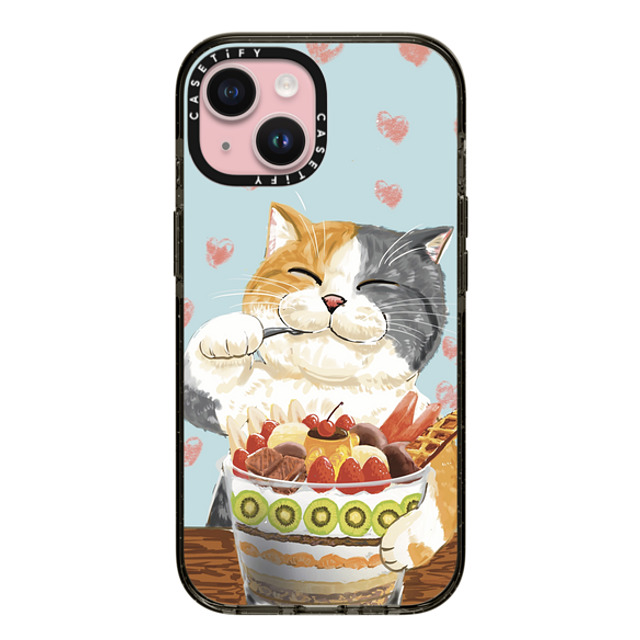 OniTatu99 x CASETiFY iPhone 15 Case Cat,Animal Black インパクトケース Fruit parfait cat Mother's Day OniTatu99 x CASETiFY iPhone 15 Case Cat,Animal Black インパクトケース Fruit parfait cat Mother's Day