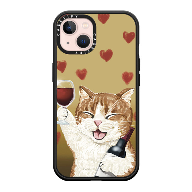 OniTatu99 x CASETiFY iPhone 13 ケース マットブラック インパクトケース MagSafe対応 Cheers cat