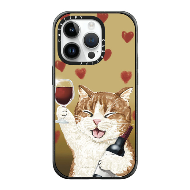 OniTatu99 x CASETiFY iPhone 14 Pro ケース マットブラック インパクトケース MagSafe対応 Cheers cat