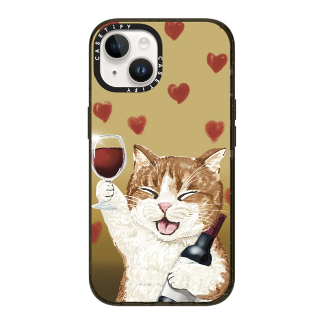 OniTatu99 x CASETiFY iPhone 14 ケース ブラック インパクトケース Cheers cat