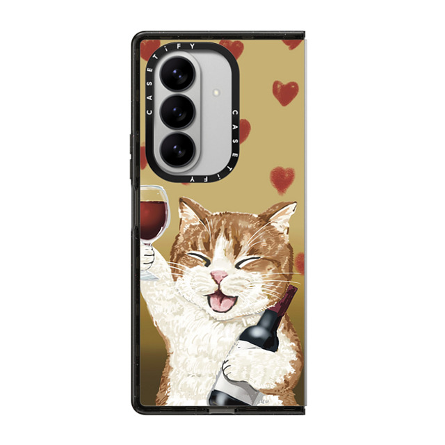 OniTatu99 x CASETiFY Galaxy Z Fold7 Case Cat,Animal Black Impact Magnetic Case Cheers cat
