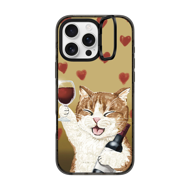 OniTatu99 x CASETiFY iPhone 16 Pro Max ケース ブラック インパクトリングスタンドケース MagSafe対応 Cheers cat