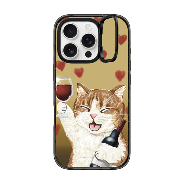 OniTatu99 x CASETiFY iPhone 16 Pro ケース ブラック インパクトリングスタンドケース MagSafe対応 Cheers cat