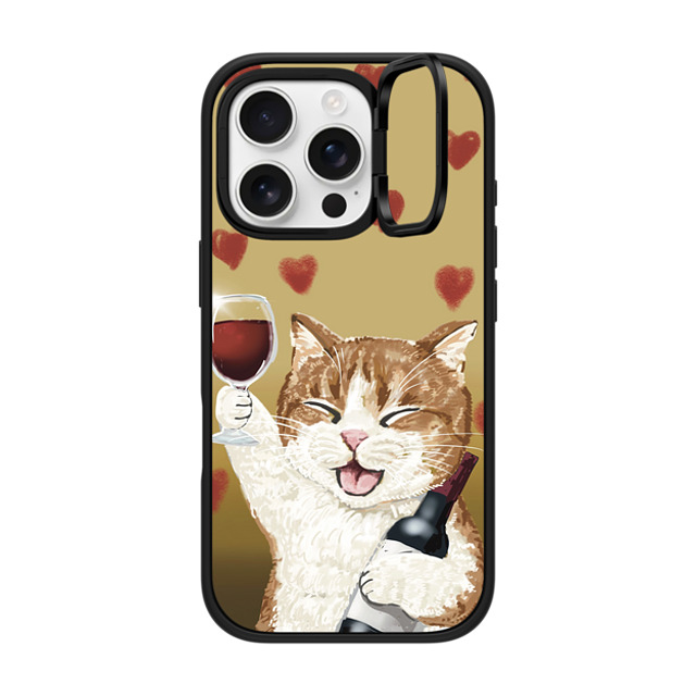 OniTatu99 x CASETiFY iPhone 16 Pro ケース マットブラック インパクトリングスタンドケース MagSafe対応 Cheers cat