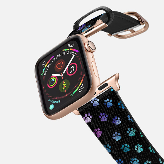 

Saffiano Leather Watch Band - Ombre Paw Prints