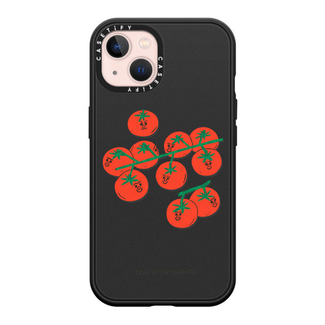 Tess Smith-Roberts x CASETiFY iPhone 13 ケース マットブラック インパクトケース MagSafe対応 Cherry Tomatoes