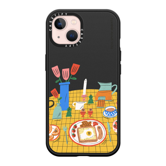 Tess Smith-Roberts x CASETiFY iPhone 13 ケース マットブラック インパクトケース MagSafe対応 Breakfast