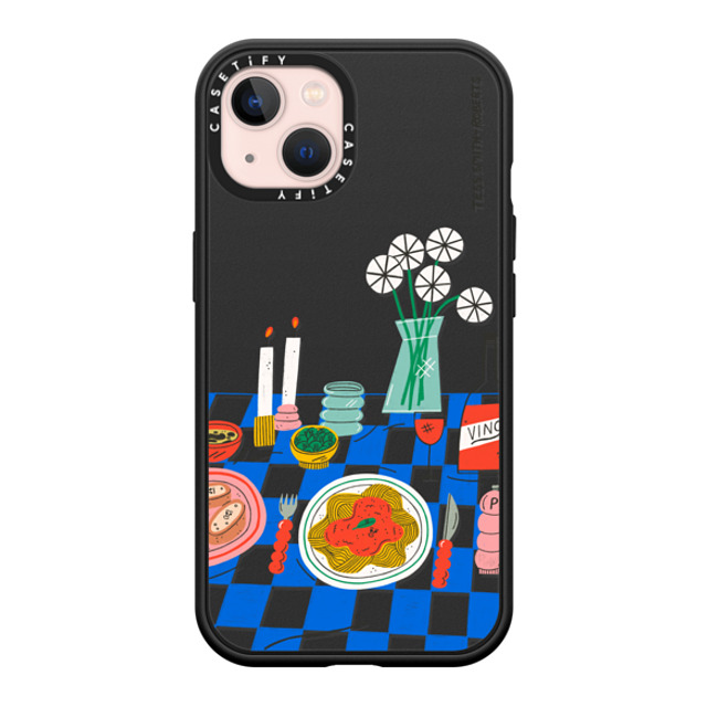 Tess Smith-Roberts x CASETiFY iPhone 13 ケース マットブラック インパクトケース MagSafe対応 Spaghetti