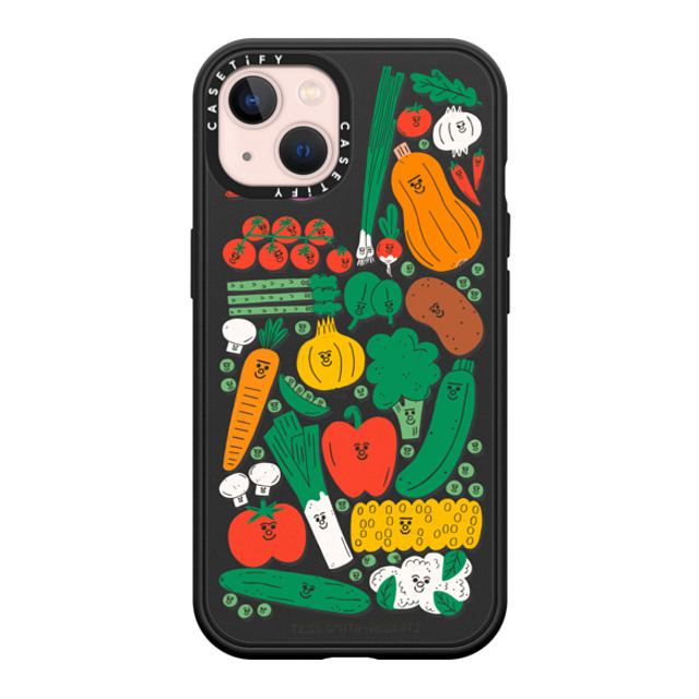 Tess Smith-Roberts x CASETiFY iPhone 13 ケース マットブラック インパクトケース MagSafe対応 Veggies