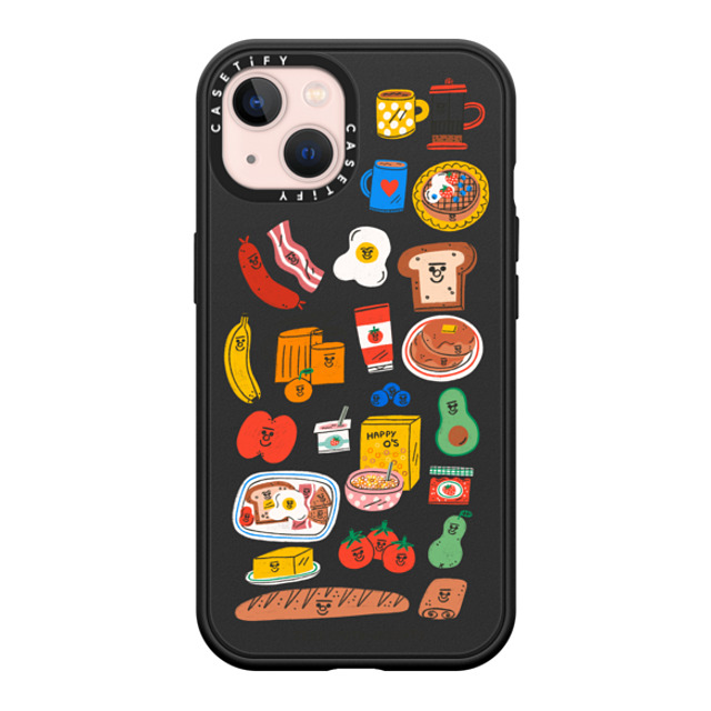 Tess Smith-Roberts x CASETiFY iPhone 13 ケース マットブラック インパクトケース MagSafe対応 Breakfast Bits