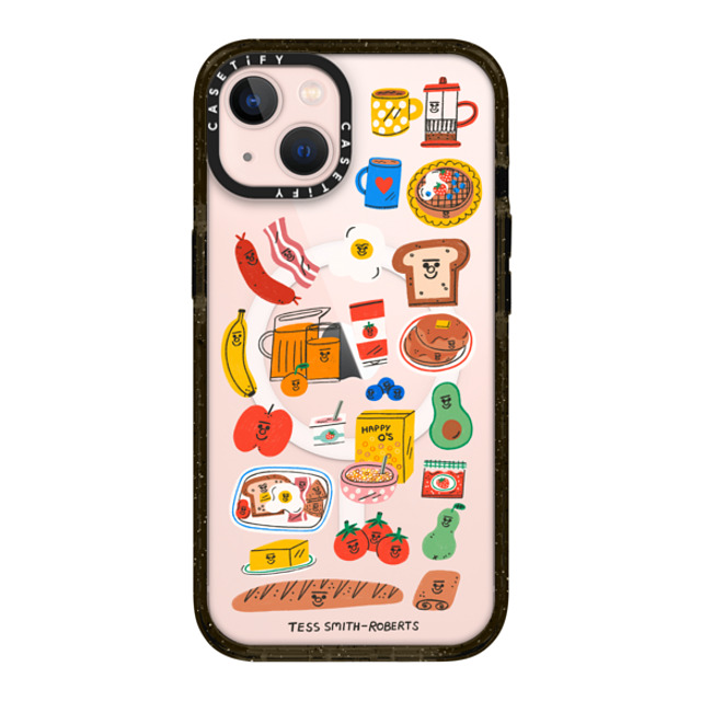 Tess Smith-Roberts x CASETiFY iPhone 13 ケース ブラック インパクトケース MagSafe対応 Breakfast Bits