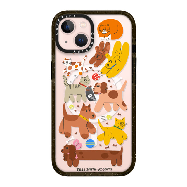 Tess Smith-Roberts x CASETiFY iPhone 13 ケース ブラック インパクトケース MagSafe対応 Cats and Dogs