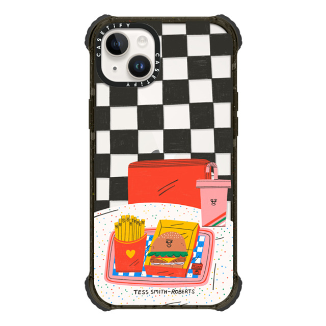 Tess Smith-Roberts x CASETiFY iPhone 14 Plus ケース Cartoon ブラック ウルトラインパクトケース Burger and Fries Father's Day Tess Smith-Roberts x CASETiFY iPhone 14 Plus ケース Cartoon ブラック ウルトラインパクトケース Burger and Fries Father's Day