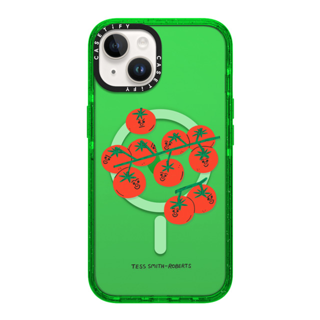 Tess Smith-Roberts x CASETiFY iPhone 14 ケース グリーン インパクトケース MagSafe対応 Cherry Tomatoes