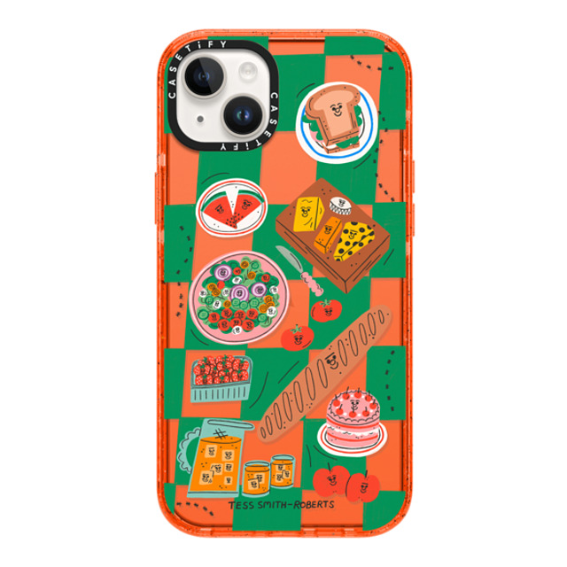 Tess Smith-Roberts x CASETiFY iPhone 14 Plus ケース Checkered,Cartoon オレンジ インパクトケース Picnic Mother's Day Tess Smith-Roberts x CASETiFY iPhone 14 Plus ケース Checkered,Cartoon オレンジ インパクトケース Picnic Mother's Day
