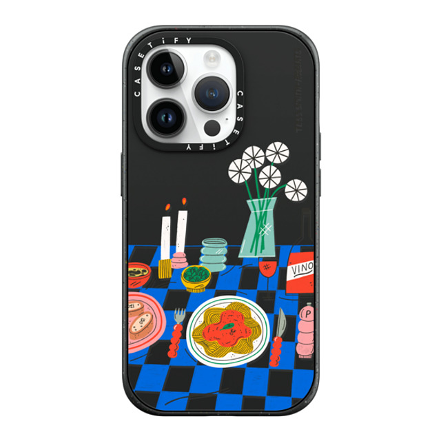 Tess Smith-Roberts x CASETiFY iPhone 14 Pro ケース マットブラック インパクトケース MagSafe対応 Spaghetti