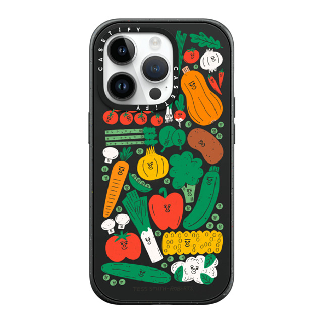 Tess Smith-Roberts x CASETiFY iPhone 14 Pro ケース マットブラック インパクトケース MagSafe対応 Veggies