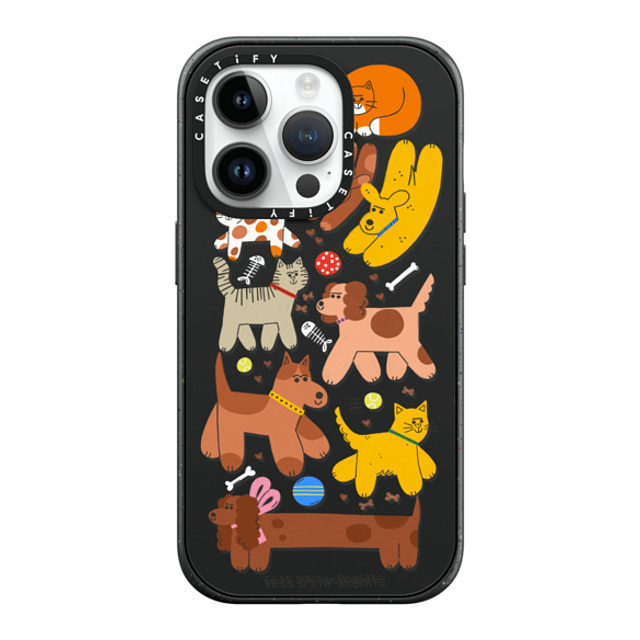 Tess Smith-Roberts x CASETiFY iPhone 14 Pro ケース マットブラック インパクトケース MagSafe対応 Cats and Dogs