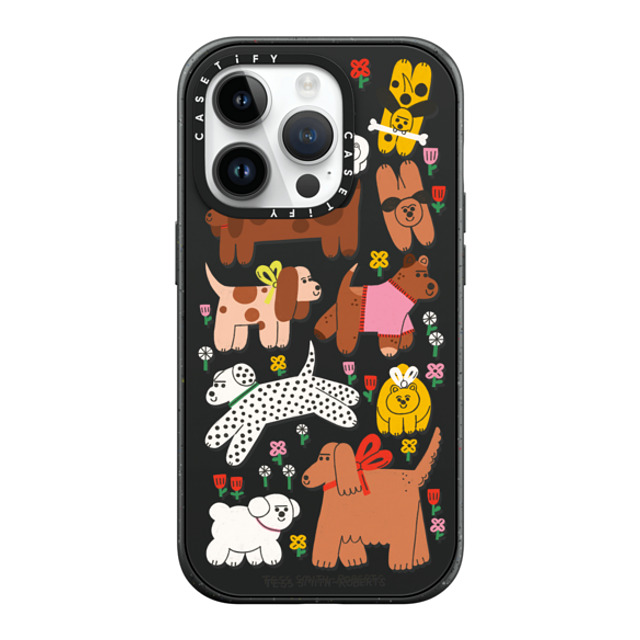 Tess Smith-Roberts x CASETiFY iPhone 14 Pro ケース マットブラック インパクトケース MagSafe対応 Dogs in the meadow